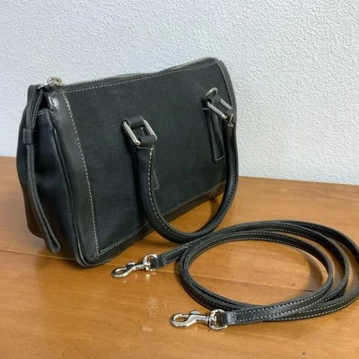 Bolso Cartera Coach Bonnie's Legacy Vintage Negro Lino/Cuero Cremallera A1P-9436 Foto 1 de 4