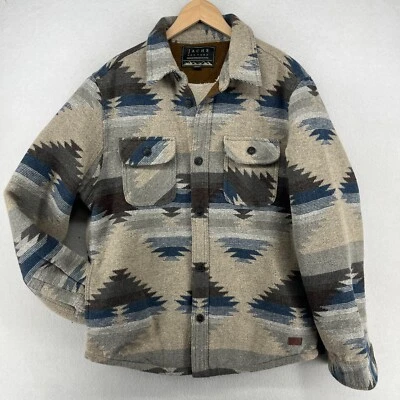 Camisa masculina JACHS M asteca sudoeste mistura de lã sherpa forrada de lã cinza - Imagem 1 de 4