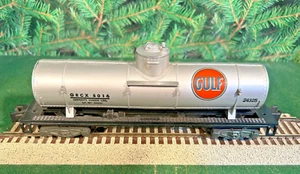 American Flyer 24325 GULF TANKER ~ONE PIECE TANK~ DIECAST TRUCKS~SOLID COUPLERS - Picture 1 of 10