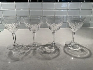 Val St. Lambert Ouchy Pattern Crystal Wine glasses Lots of 4 - Bild 1 von 3