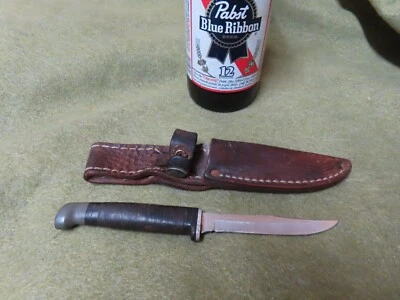 Case XX Mini, cuchillo de caza, con Cse, 3-1/8" Bld, SS, cuero atascado, '92, EE. UU.~GD+🤠C6.25 Foto 1 de 4