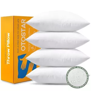 4 Pack Premium Waterproof Pillows Inserts, 18 x 18 Outdoor Decorative Throw P... - Picture 1 of 7