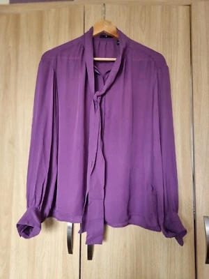 Jill Sander X Uniqlo Purple Chiffon Blouse Sz Xxs Oversized Fits Uk 4 Upto Uk 12 - Image 1 of 4