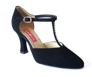 PAOUL Scarpe Donna da Ballo in Camoscio Nero e Strass Tacco Alto 8 cm N. 36 - Picture 1 of 6