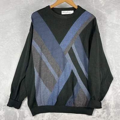 Suéter Vintage St Croix Para Hombre Grande Negro Cosby Abuelo Años 90 80 Retro Geométrico Foto 1 de 4