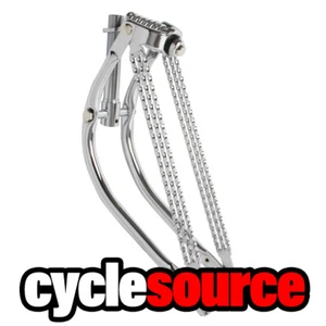 20" Lowrider Classic Bike Bent Spring Fork W/ Triple Square Twisted Bars Chrome - Picture 1 of 2