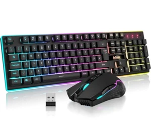 RedThunder K10 Wireless Gaming Keyboard & Mouse Combo, LED Backlit Rechargeable - Picture 1 of 6
