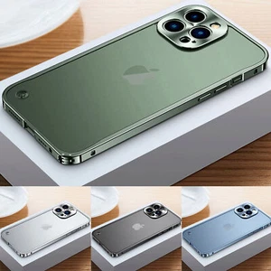 Für iPhone 14 Pro Max 13 Pro Max 12 Aluminium Metallrahmen Matt Klar Case Hülle - Bild 1 von 17