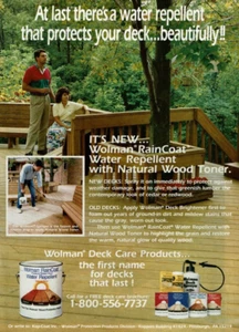 Pubblicità Stampa Vintage 1989 Finalmente Proteggi Deck Wolman RainCoat Idrorepellente - Foto 1 di 2