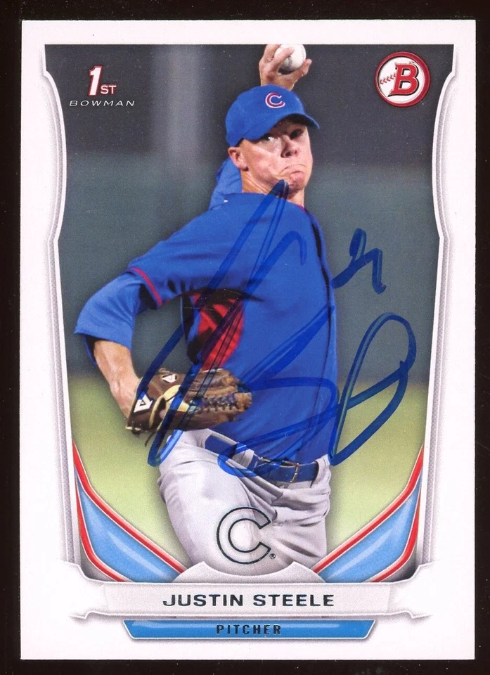 2014 Bowman JUSTIN STEELE Signed Card autograph AUTO CUBS RC - Image 1 of 1