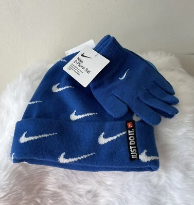 Nike Jordan Unisex Suave Elastizado Gorro/Guantes 2 Piezas Niños/Jóvenes Azul Talla 8-20 Foto 1 de 4