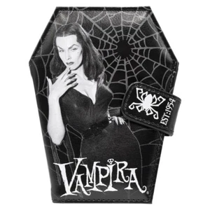 Kreepsville 666 Vampira Spiderweb Coffin Black Bi-Fold Wallet Vegan Leather Snap - Picture 1 of 3
