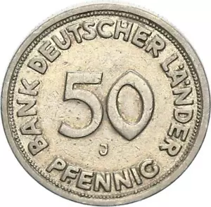 BRD Kursmünze 50 Pfennig ohne Jahr J Fehlprägung ohne Jahrgang ss J 379 - Bild 1 von 3