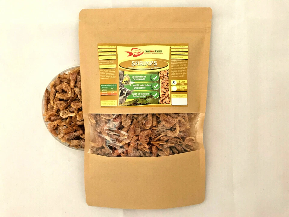 Shrimps Getrocknete Garnelen 140g Reptilien Futter 1Liter TÜTE  Schildkröten  - Bild 1 von 1