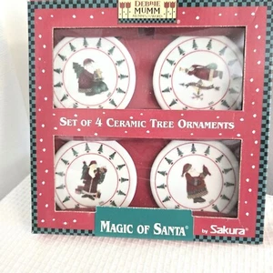 Vtg Magic Of Santa Christmas Ornaments Debbie Mum Ceramic Discs By Sakura - Picture 1 of 7