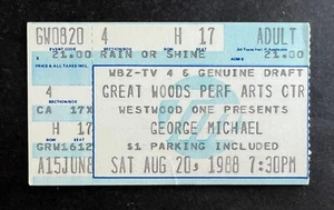 Biglietto concerto vintage 1988 George Michael Stub 20/08/88 - Fede - Great Woods MA - Foto 1 di 2