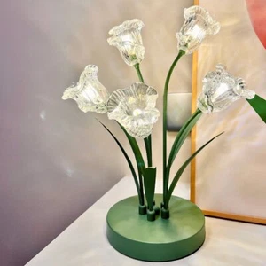 Floral Glass Lamp – Decorative LED Table Light for Bedroom, Living Room, Office - Picture 1 of 9