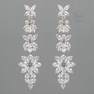 Ohrhänger Zirkonia Braut Hochzeit Blume Weißgold vergoldet 9163 - Bild 1 von 4