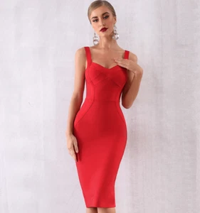¡NUEVO! VESTIDO CEÑIDO AL CUERPO ROJO CLÁSICO ROJO SEXY VESTIDO DE CÓCTEL - Imagen 1 de 5