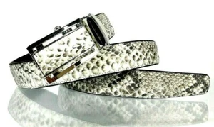 Genuine Python Snake Leather Mens Belt Premium Men Chrome Buckle Automatic 1.5" - Picture 1 of 12