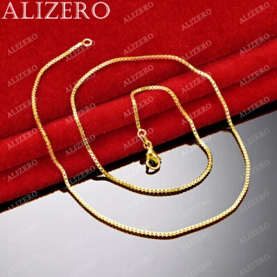 ALIZERO 18K Gold Necklace 1mm Box Chain DIY Base Chain Necklaces Fashion Jewelry - Image 1 of 3