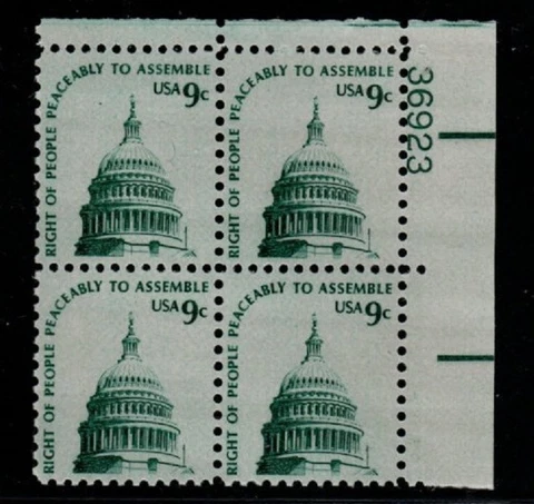 ALLY'S STAMPS US Plate Block Scott #1591 9c Freedom of Assembly [4] - MNH STK Cover