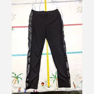Women's Size Large Mix&Co Yoga Pants Leggings w/ Faux Leather - Picture 1 of 4