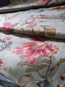Raymond Waites "Rambling Rose" Floral Upholstery Fabric 4 Yards Sewing Crafts - Picture 1 of 13