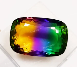 Pietra Vetro Doppio 80 Ct Multicolore Tormalina Cuscino Pietra Preziosa Sciolta - Foto 1 di 6
