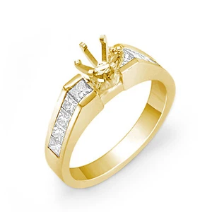 0.75Ct Princess Diamond G VS1 Semi Mount Engagement Ring 14k Yellow Gold Accents - Picture 1 of 2