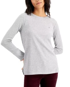 Tommy Hilfiger Metallic Waffle-Knit Sweater Stone Grey Heather L - Picture 1 of 6