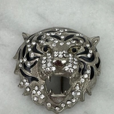 Cinturón León Hebilla Gato Grande Tigre Hombres Mujeres Plateado Metal Western Rodeo Vaquero Moda Foto 1 de 4