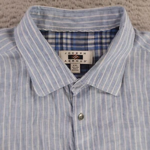 Joseph Abboud Shirt Mens 2XL Blue Striped 100% Linen Button Up Long Sleeve - Picture 1 of 10