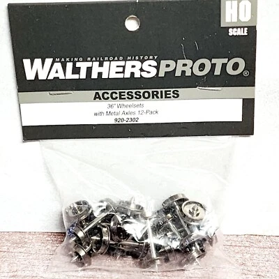 Walthers Proto 920-2302  36" Turned Metal Wheels with Metal Axles  12 Pack HO - Image 1 of 3