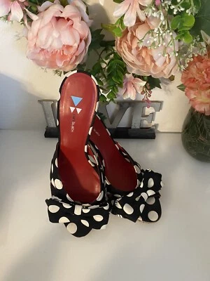 Daniblack Women’s Wanda Slide Sandals Black and White Polka Dots Retro Style 10M - Image 1 of 4