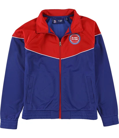 G-III Sports Womens Detroit Pistons Track Jacket Sweatshirt, Blue, Medium Cover