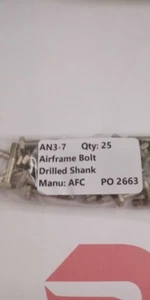 AN3-7 Airframe Bolt, Drilled Shank (Qty: 25's) - Bild 1 von 3