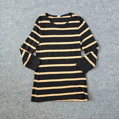 J Crew Sweater Womens Size Large Black Tan Striped Wool Lightweight Capsule - Image 1 of 4