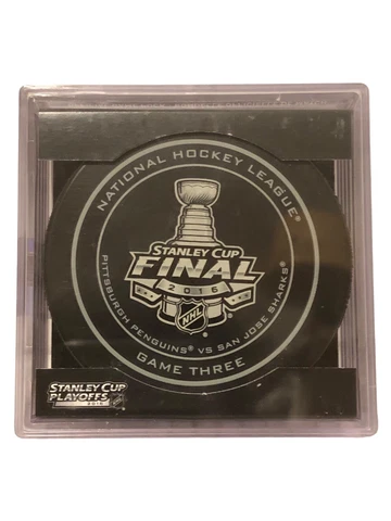 2016 NHL Stanley Cup Finals Penguins vs. Sharks Game Puck #3 Three - Open Case Cover