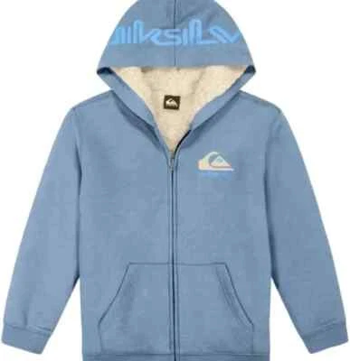 Новый с Ярлыками для мальчиков молодежи Quiksilver молнии спереди шерпа с подкладкой толстовка с капюшоном синий размер маленький 7/8 - Изображение 1 из 4