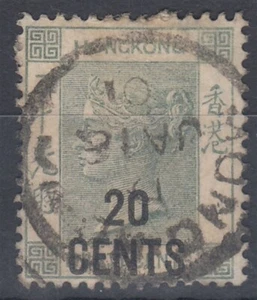 HONG KONG 1891 QV 20c on 30c VERDE USADO (ID: G3804) - Imagen 1 de 1