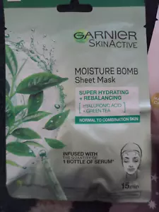Garnier Moisture Bomb Green Tea Hydrating Face Sheet Mask for Combination Skin - Picture 1 of 3