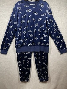 Harry Potter Wizarding World Pajama Set Adult Size M Fleece Lounge Sleep Magic - Picture 1 of 18