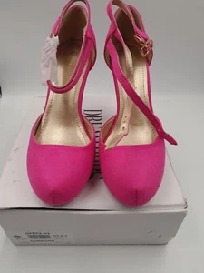Dream Pairs Heels Sz 6.5 Pink Suede 2 Ankle Straps 4 Inch Heel Cushion Insole. - Picture 1 of 5