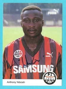 TONY YEBOAH LEEDS UNITED 1995-97 EX EINTRACT FRANKFURT ORIGINAL AUTOGRAPHED CARD - Picture 1 of 4