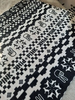 NWT Victoria's Secret PINK Soft Black & White Sherpa Fleece Blanket 50 X 60 - Image 1 of 4