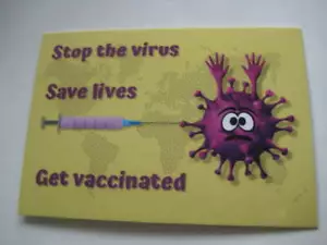 Ganzsache Postkarte 2020 zum Thema Virus stoppen, Leben retten und sich impfen lassen - Bild 1 von 3