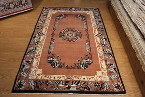 ART DECO 8'x5' Antik Chinesisch Handarbeit Handgeknüpft Garten Design Bild - Bild 1 von 7