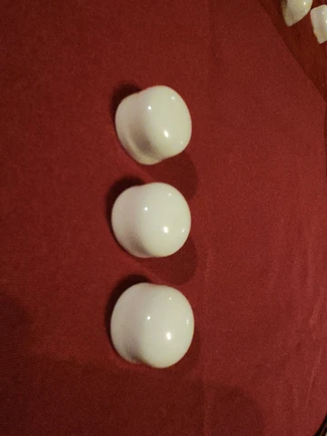 X 3 Pc NOS Vtg SMALL ROUND WHITE Toilet Bolt Nut Covers Caps Ceramic Porcelain Cover
