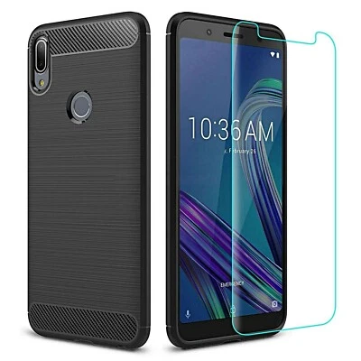 COVER X Asus Zenfone Max Pro M1 ZB601KL ZB602KL X00TD CUSTODIA CARBON gel +VETRO - Immagine 1 di 4